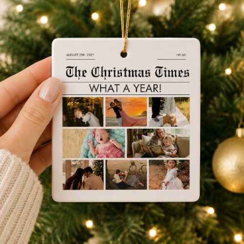 Personalized Newspaper Photo College What A Year Metal Ornament