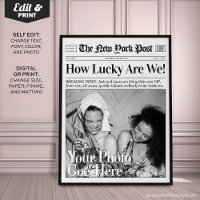 Personalized Newspaper Print 'How Lucky Are We'