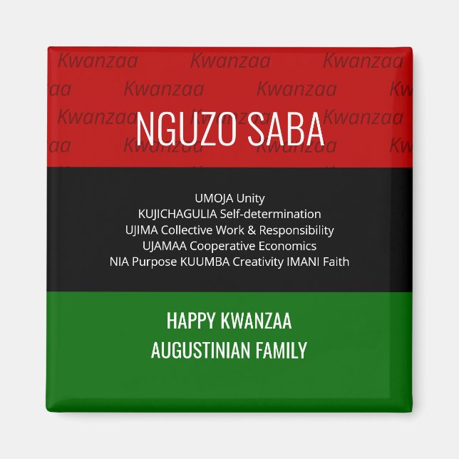 Personalized NGUZO SABA 7 Principles Happy Kwanzaa Magnet (Front)