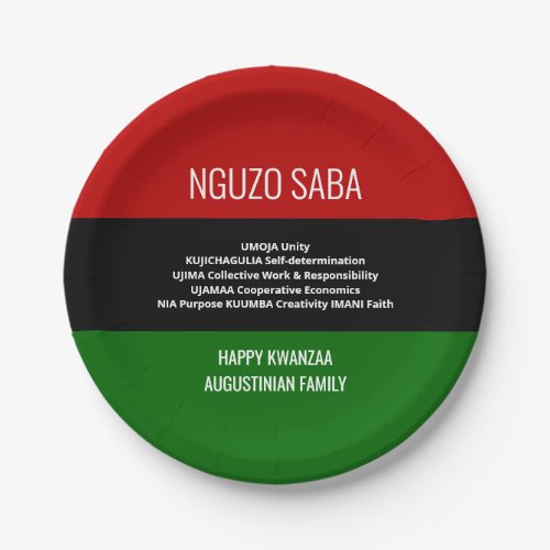 Personalized NGUZO SABA 7 Principles Happy Kwanzaa Paper Plates