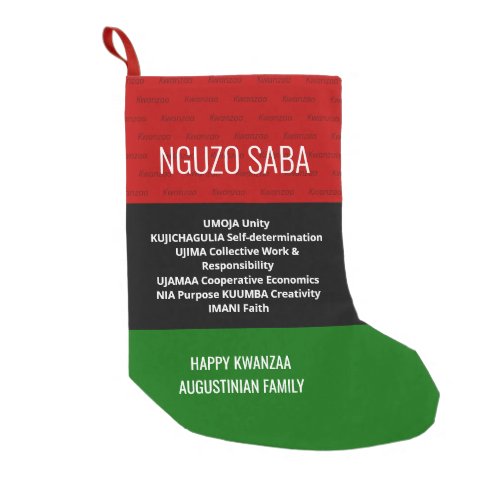 Personalized NGUZO SABA 7 Principles Happy Kwanzaa Small Christmas Stocking