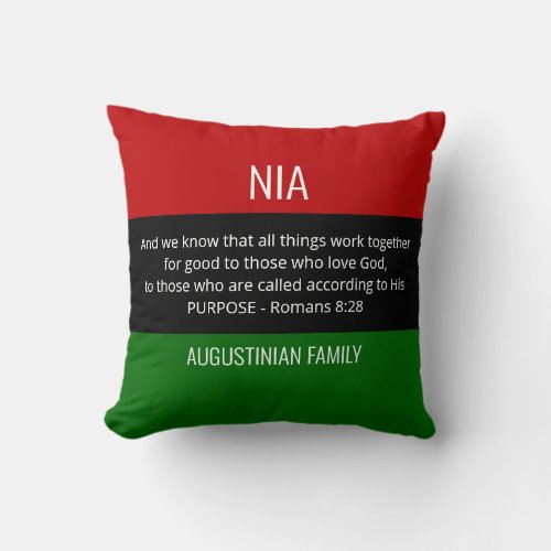 Personalized NIA Purpose Kwanzaa Throw Pillow