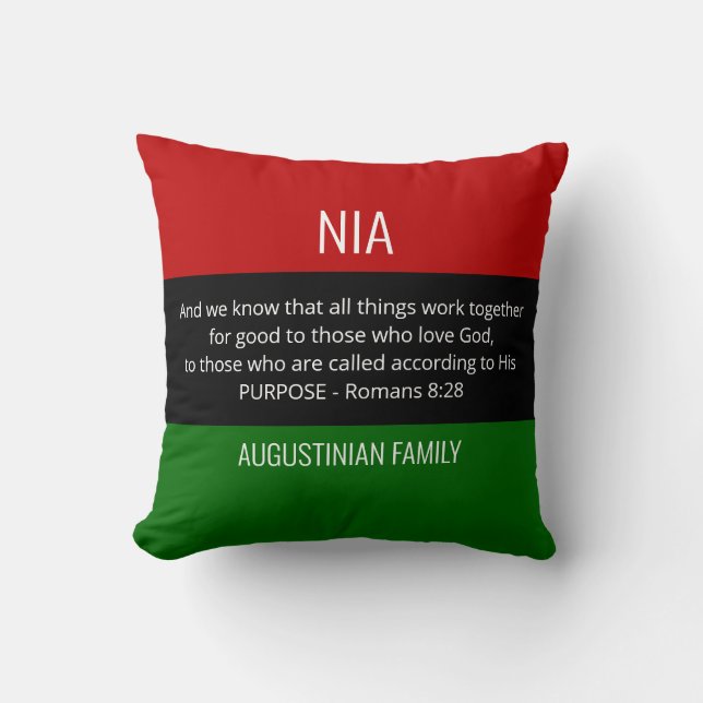 Personalized NIA Purpose Kwanzaa Throw Pillow (Front)