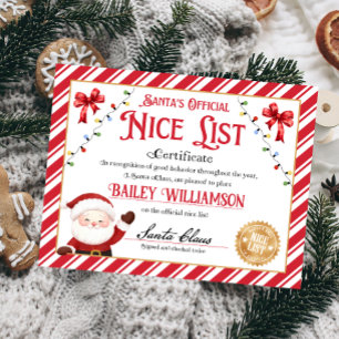 Personalized Nice Certificate From Santa Claus