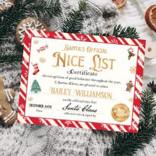 Personalized Nice Certificate From Santa Claus