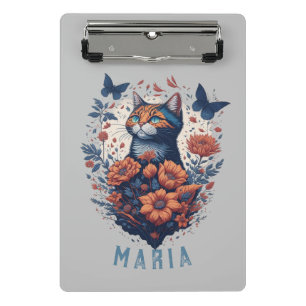 Personalized Nice Kitten Floral Cat Mini Clipboard