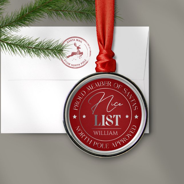 Personalized Nice List Medal Ornament (Creator Uploaded)