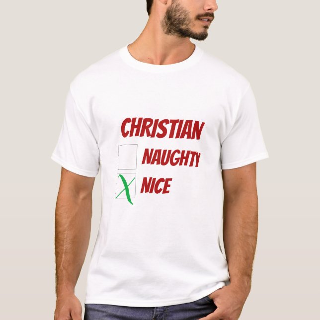 Personalized Nice or Nice Christmas Novelty T-Shirt (Front)