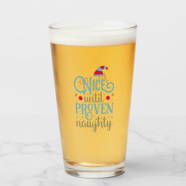 Personalized "Nice till Proven Naughty" Christmas Glass (Front Filled)