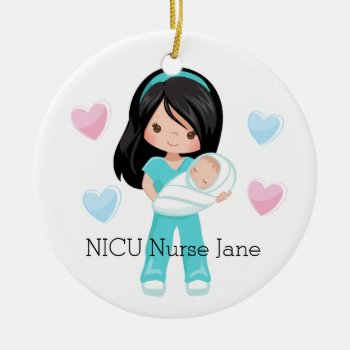Personalized NICU Nurse Holding Baby Christmas Ceramic Ornament