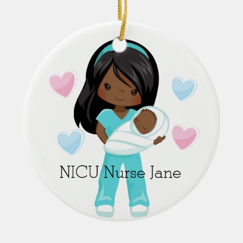 Personalized NICU Nurse Holding Baby Christmas Ceramic Ornament