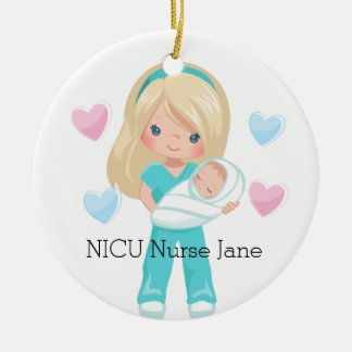 Personalized NICU Nurse Holding Baby Christmas Ceramic Ornament