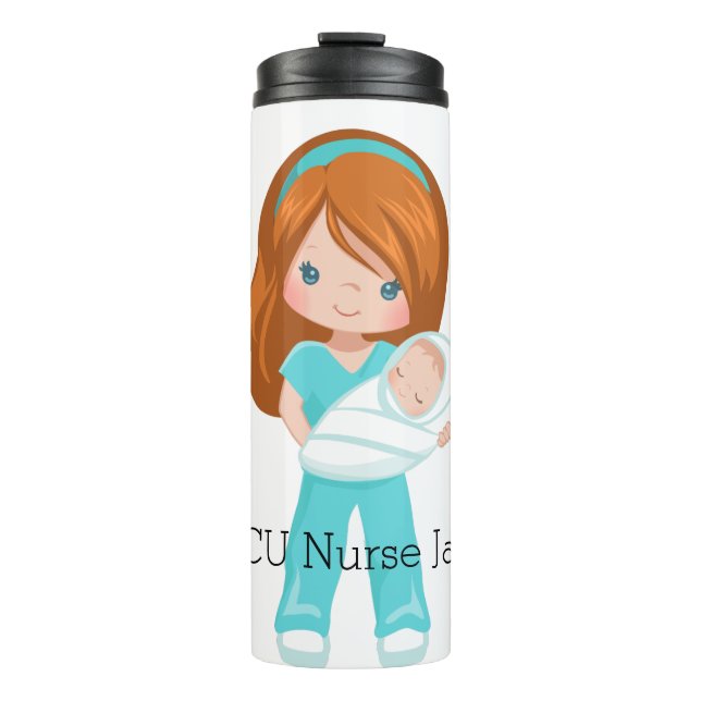 Personalized NICU Nurse Holding Baby Christmas Thermal Tumbler (Front)