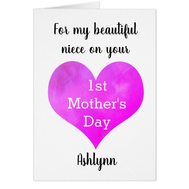 Personalized Niece 1st Mother's Day Cards (Front)