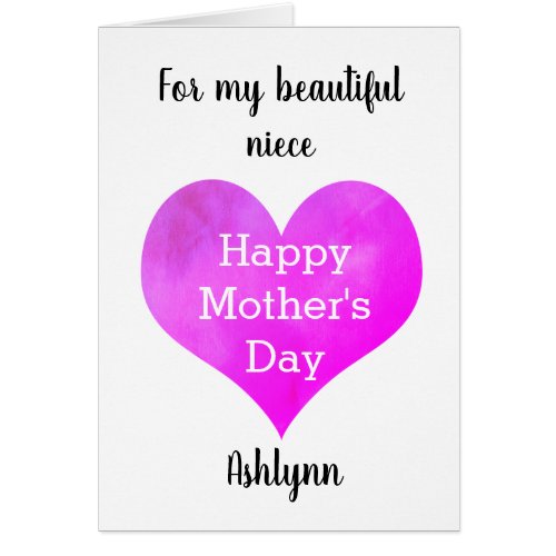 Personalized Niece Mothers Day Card