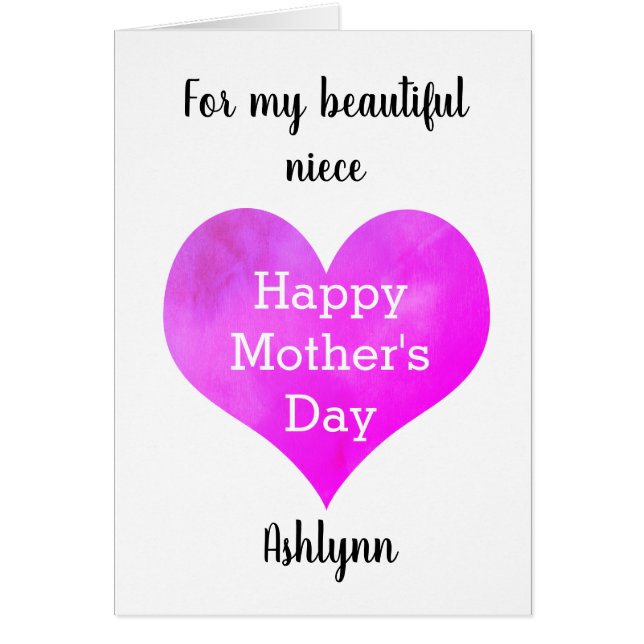 Personalized Niece Mother's Day Card (Front)