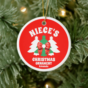 Personalized Niece's Photo Christmas Tree Ceramic Ornament