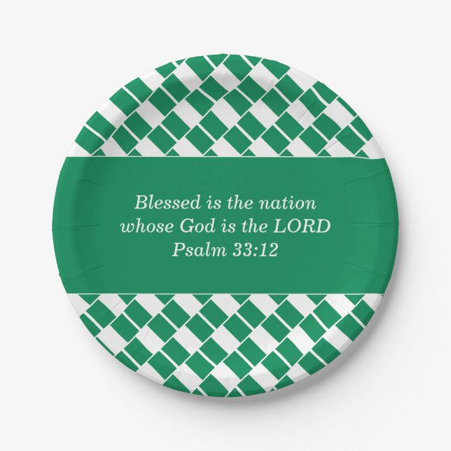 Personalized NIGERIA FLAG Christian Paper Plates (Front)