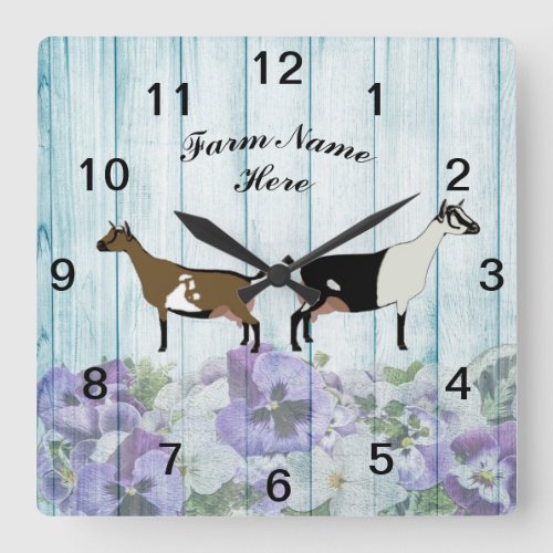 Personalized Nigerian Dwarf Alpine Dairy Goat Farm Square Wall Clock