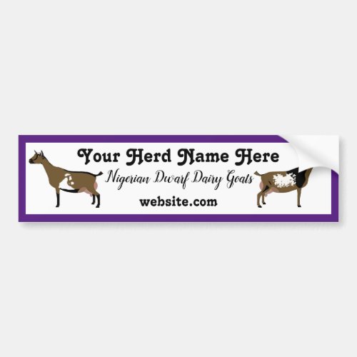 Personalized Nigerian Dwarf Dairy Goat Bumper Sticker