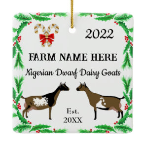 Personalized Nigerian Dwarf Dairy Goat Christmas  Ceramic Ornament