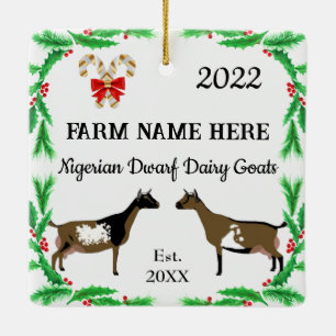 Personalized Nigerian Dwarf Dairy Goat Christmas Ceramic Ornament