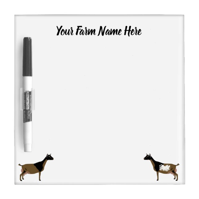 Personalized Nigerian Dwarf Dairy Goat Dry Erase B Board (Front)
