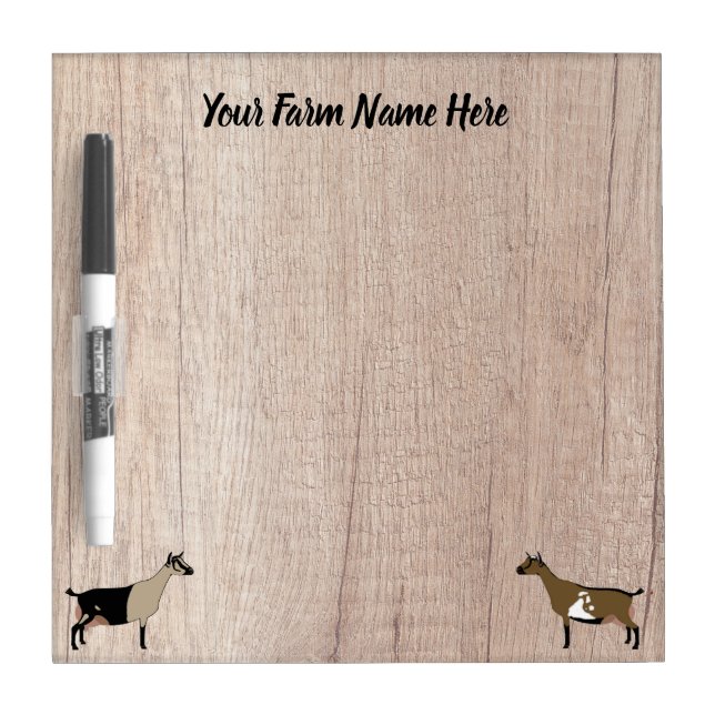 Personalized Nigerian Dwarf Dairy Goat Dry Erase Board (Front)