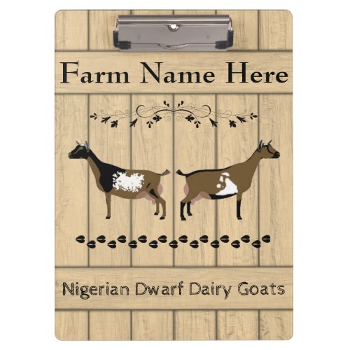 Personalized Nigerian Dwarf Dairy Goat Farm Clipboard