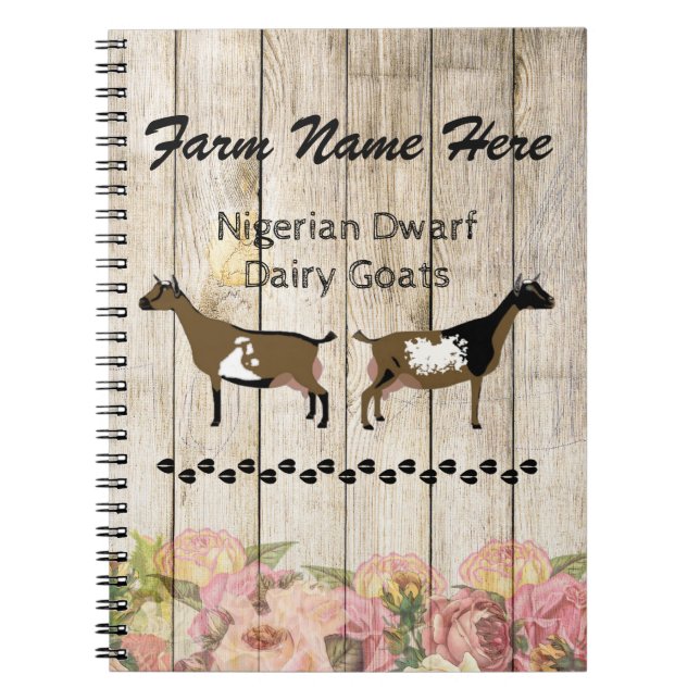 Personalized Nigerian Dwarf Dairy Goat Farm Notebook (Front)