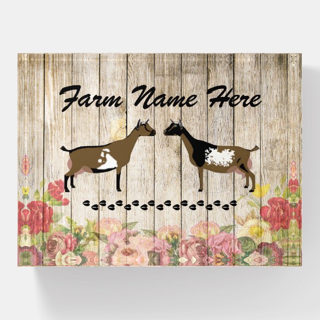Personalized Nigerian Dwarf Dairy Goat Farm Paperweight (Front)