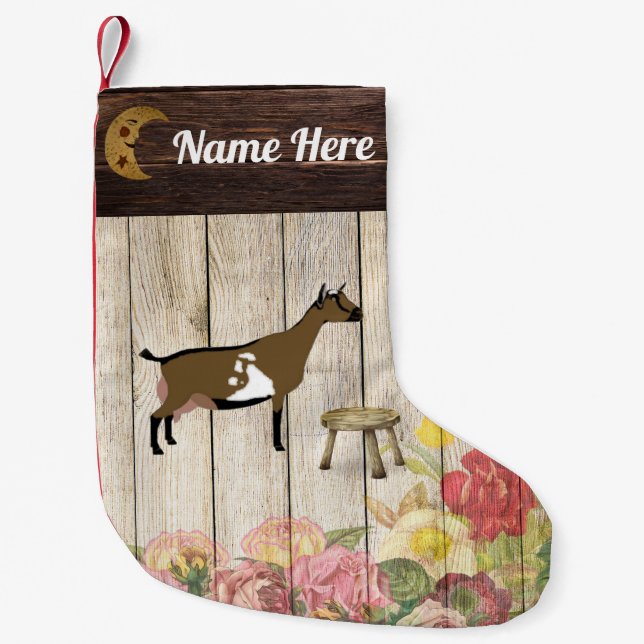 Personalized Nigerian Dwarf Dairy Goat Farm Small Christmas Stocking (Front)