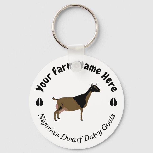 Personalized Nigerian Dwarf Dairy Goat Keychain (Front)