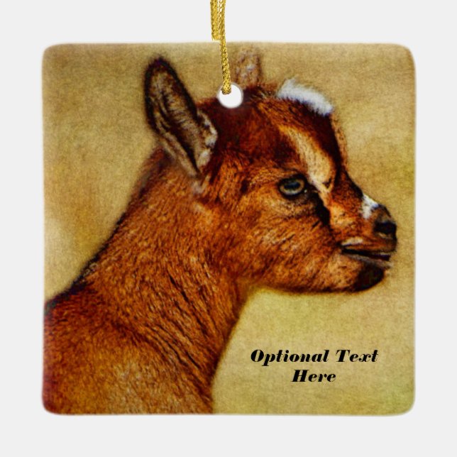 Personalized Nigerian Dwarf Dairy Goat Kid Ceramic Ornament (Front)