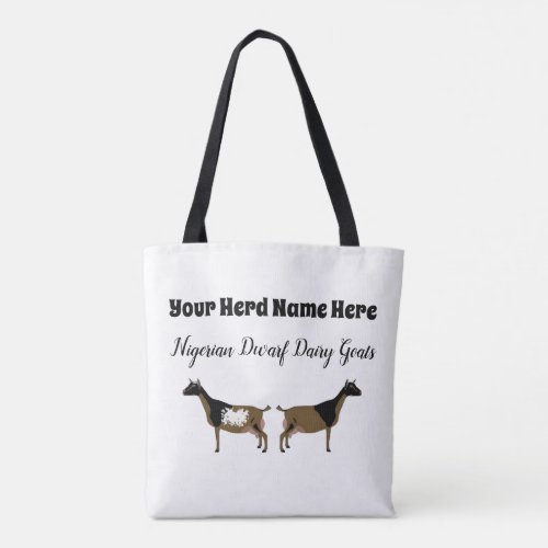 Personalized Nigerian Dwarf Dairy Goat Tote Bag