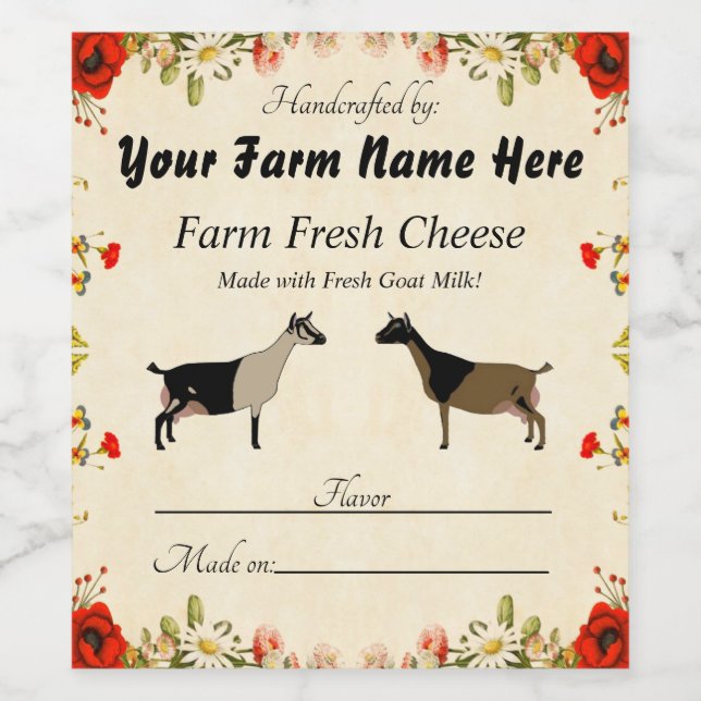 Personalized Nigerian Dwarf Goat Cheese Label (Single Label)