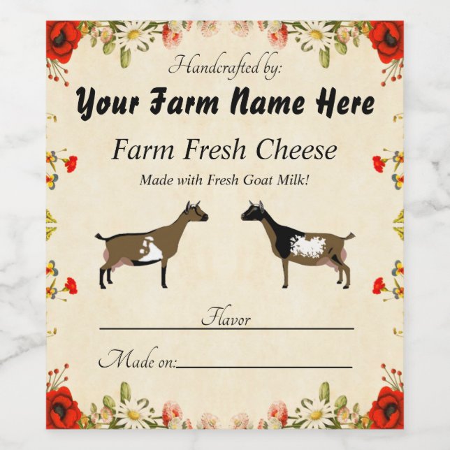 Personalized Nigerian Dwarf Goat Cheese Label (Single Label)