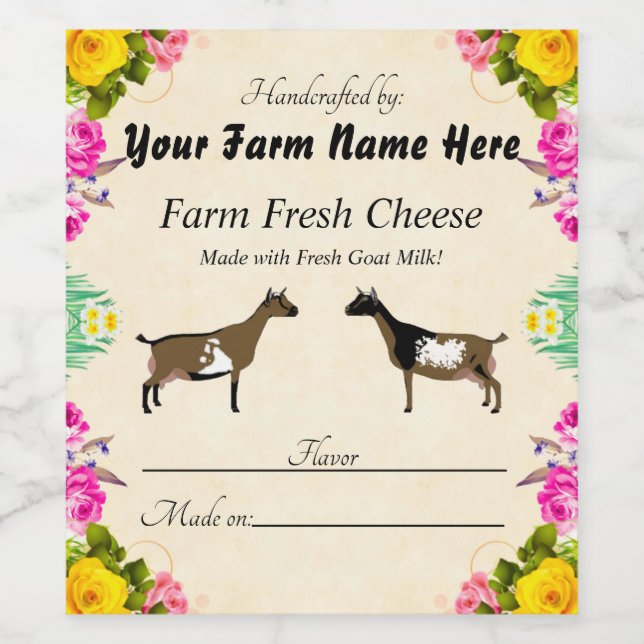 Personalized Nigerian Dwarf Goat Cheese Label (Single Label)