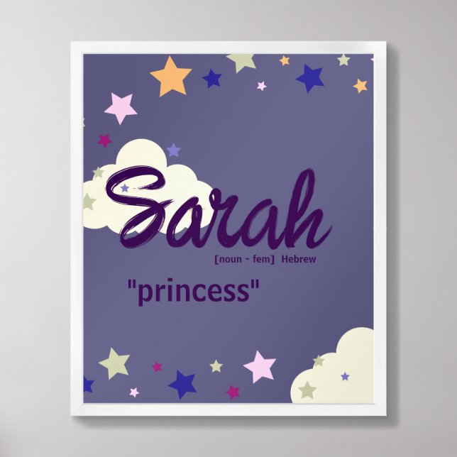 Personalized Night Sky Poster - Dreamy Purple  (Framed Front)