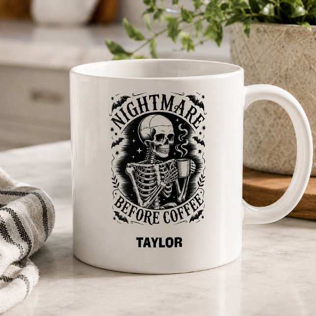 Personalized Nightmare Before Coffee Skeleton  Mug (Creator Uploaded)