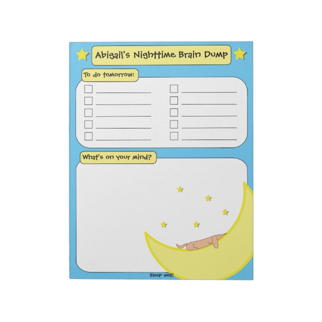 Personalized Nighttime Brain Dump Notepad (Rotated)