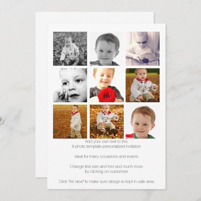 Personalized Nine Photo Template (Front/Back)