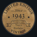 Personalized ninety vintage 90th birthday party classic round sticker<br><div class="desc">Make your birthday special with this unique design. Add a touch of sophisticated elegance to your birthday celebration with our exquisite, one-of-a-kind designs. These graphics bring sophistication and originality to any product, creating a memorable and stylish gift. They are perfect for those who appreciate a touch of timeless glamour on...</div>