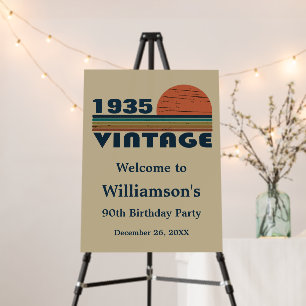Personalized ninety vintage 90th birthday party foam board
