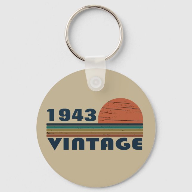 Personalized ninety vintage 90th birthday party keychain (Front)