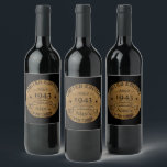 Personalized ninety vintage 90th birthday party wine label<br><div class="desc">Make your birthday special with this unique design. Add a touch of sophisticated elegance to your birthday celebration with our exquisite, one-of-a-kind designs. These graphics bring sophistication and originality to any product, creating a memorable and stylish gift. They are perfect for those who appreciate a touch of timeless glamour on...</div>