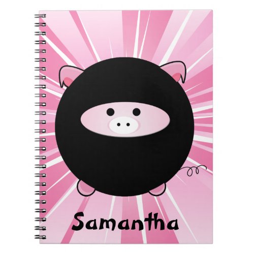 Personalized Ninja Pig on Pink Notebook