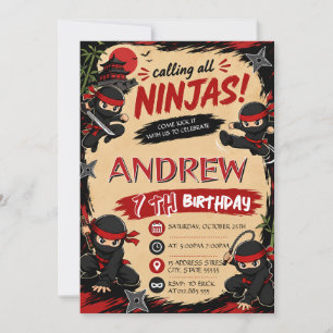 Personalized Ninja Samurai Birthday Invitation
