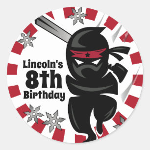 Personalized Ninja Samurai Warrior Birthday Classic Round Sticker