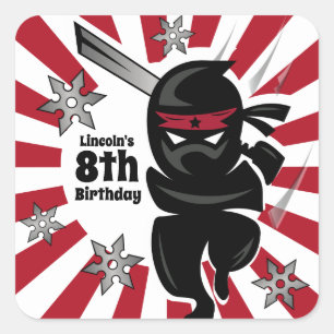 Personalized Ninja Samurai Warrior Birthday Square Sticker